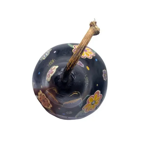 FAT CAT Gourd Handpainted Hand Painted Black Purple Whimsical Burch Style 10